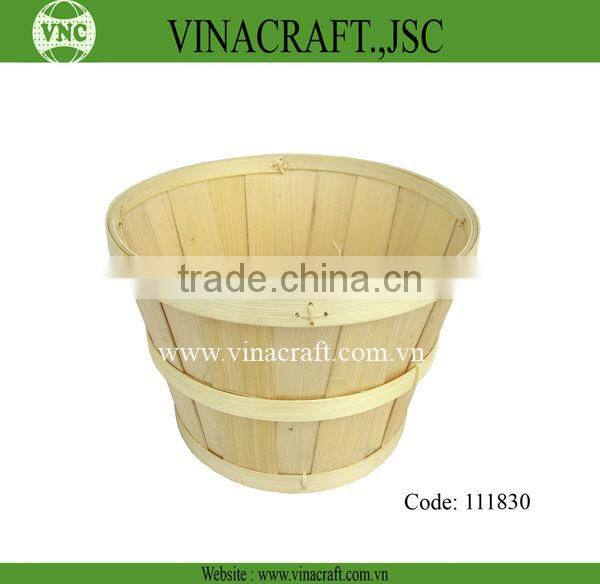 Half round bamboo laundry basket with lid
