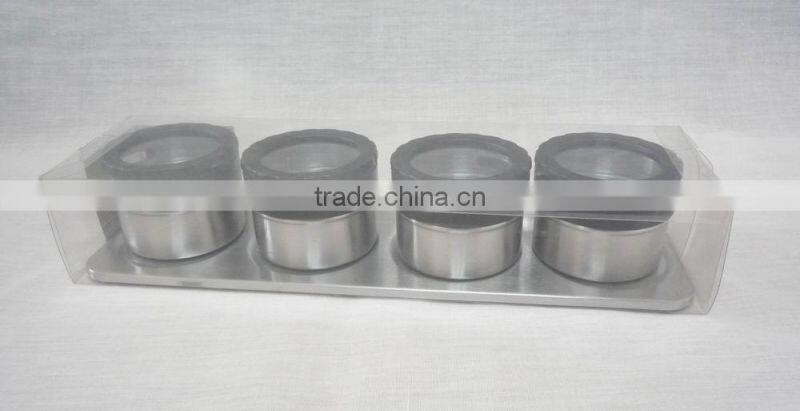 4pcs stainless steel spice jar with holder kitchenware