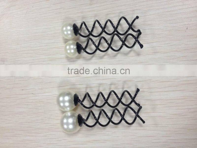 Personalized hairpin black Hair Stick Vintage Pearl Spiral Hairpin