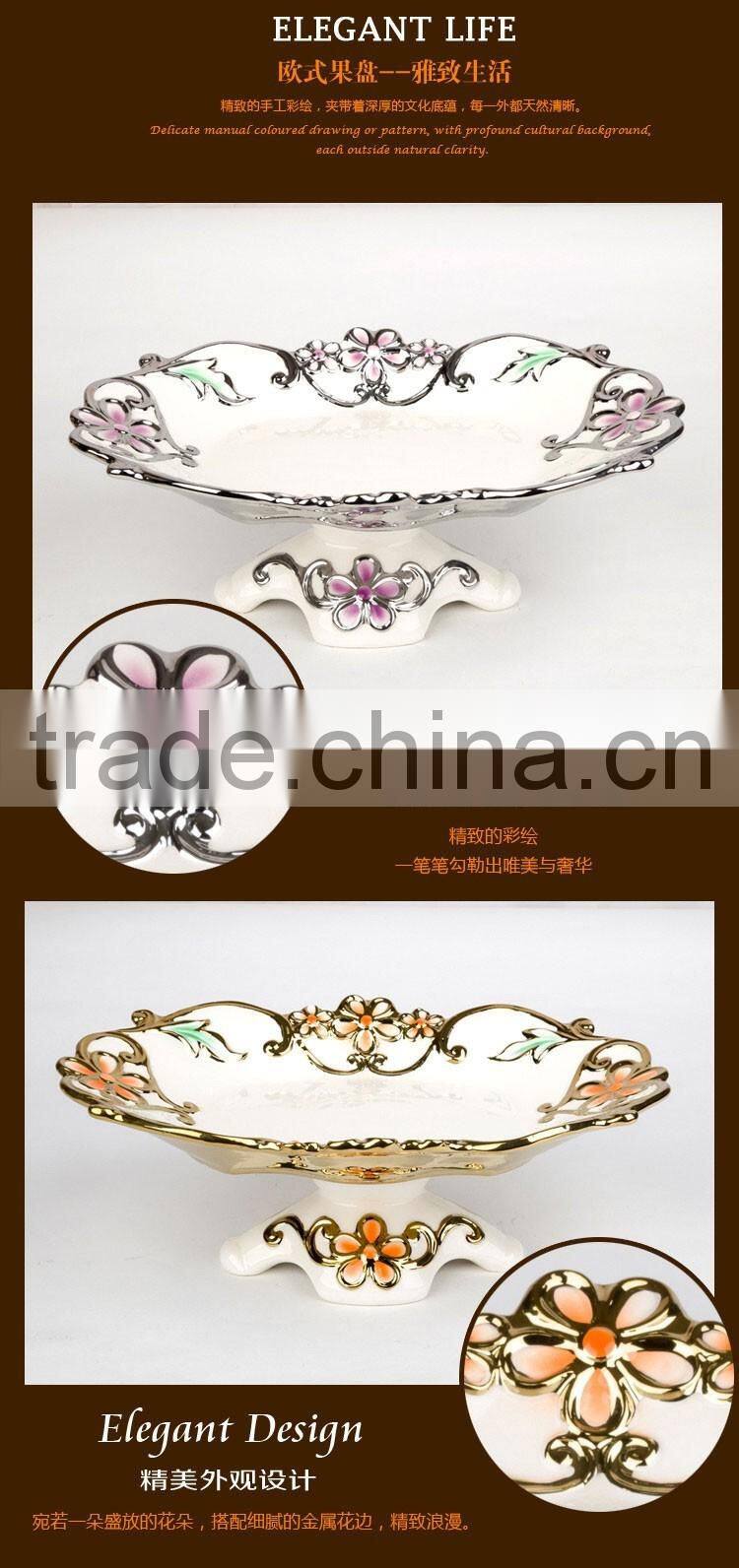 Factory Hot Sale Smoking clear ashtray, ceramic golden fruit tray