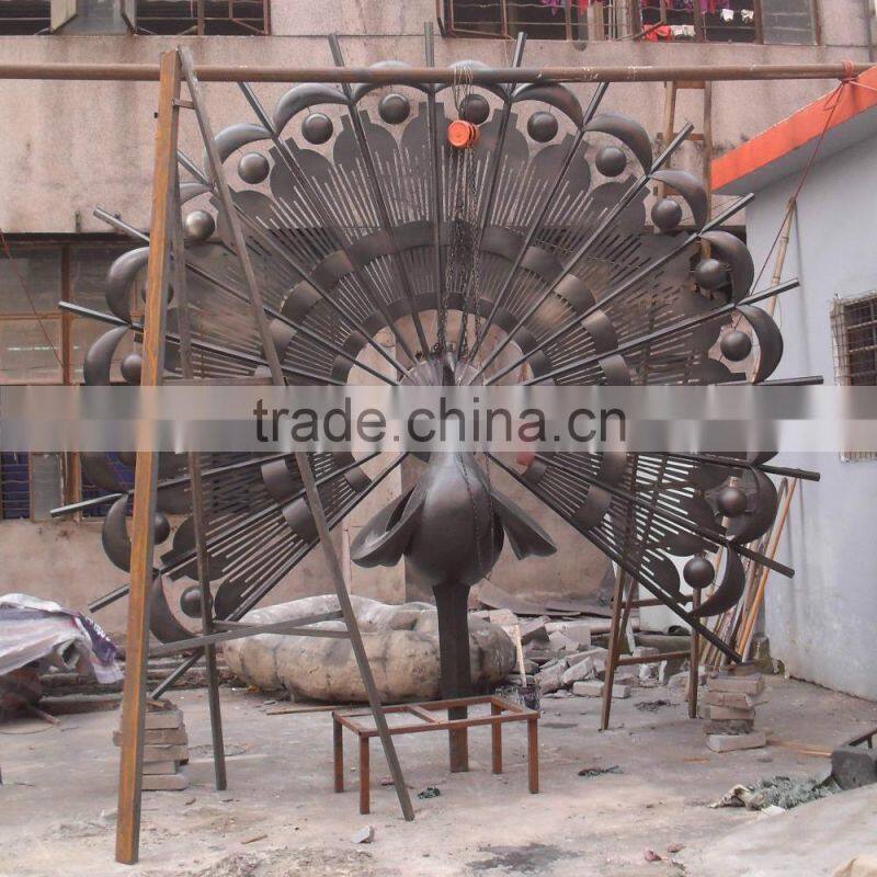 Stainless steel garden animal Sculpture ,Stainless steel peacock sculpture