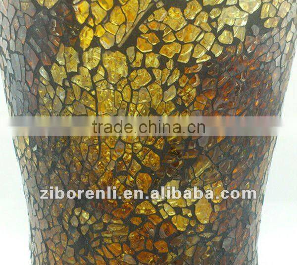Home Decoration Crafts Amber Crackle Decorative Mosaic Flared Glass Vases