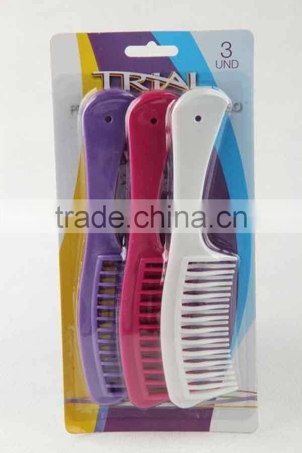 Staggered comb with hanging hole/3PC Plastic hair brush