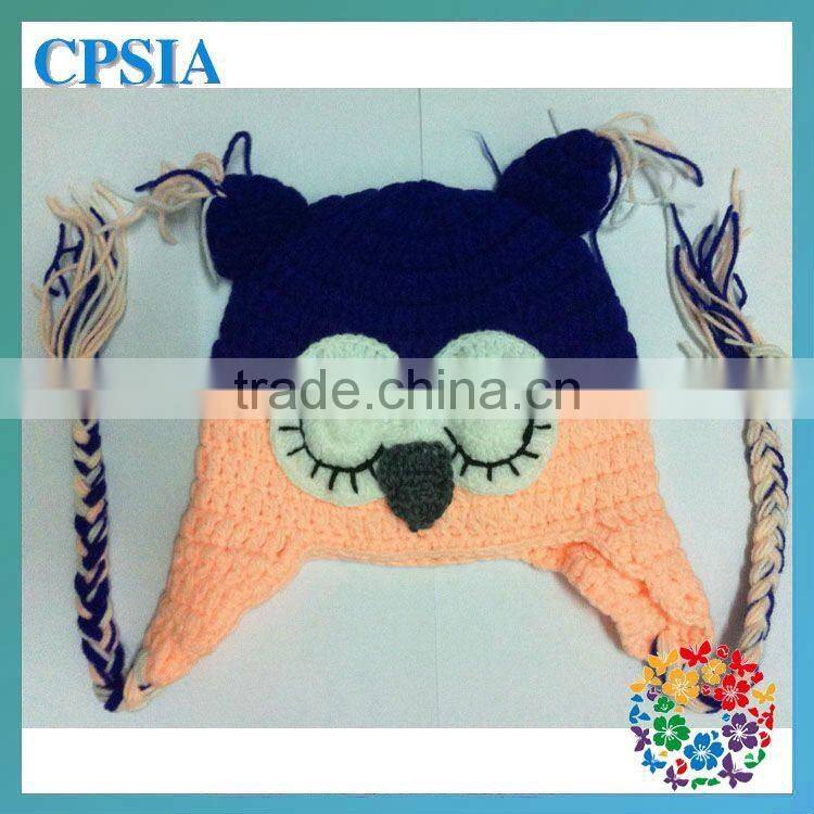 the new handmade baby hat with ears cute knitted owl pattern wool hats