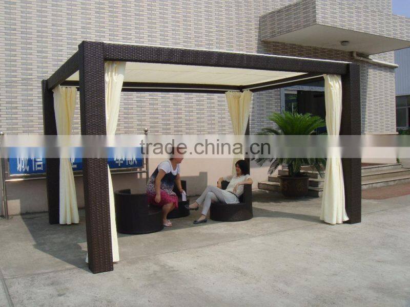 High Quality Waterproof Outdoor Garden Rattan Pavilion Gazebo