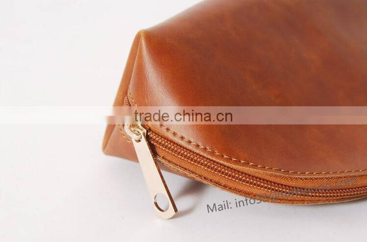Brown cosmetic bag custom cosmetic bag make up bag Brass zipper four size available