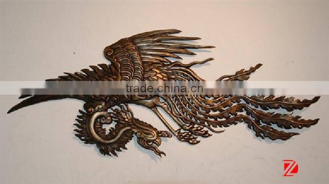 bronze phenix wall sculpture relief