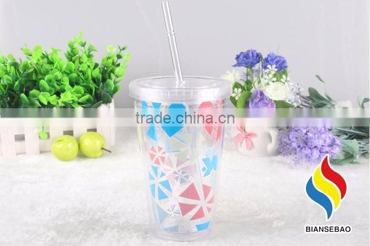 double wall clear 16oz reusable plastic cups wholesale