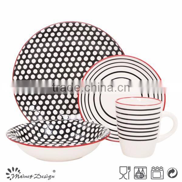 2017 New design ceramic stoneware crockery pad printing dinnerware set