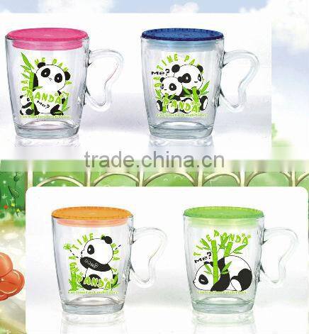 Environmental friendly glass coffee mugs with decal logo