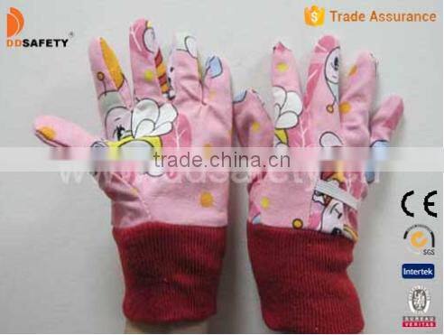 DDSAFETY Red Cotton Kid Gardening Working Safety Gloves