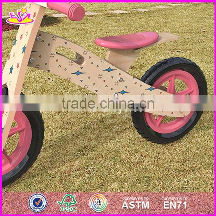 2017 Best design original work lovely wooden balance bicycles for kids W16C177