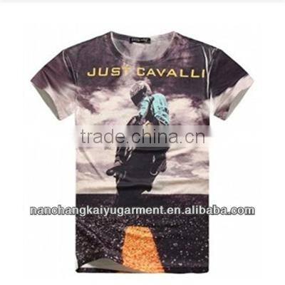 European style fashion men short sleeve round collar 3D printing T-shirt