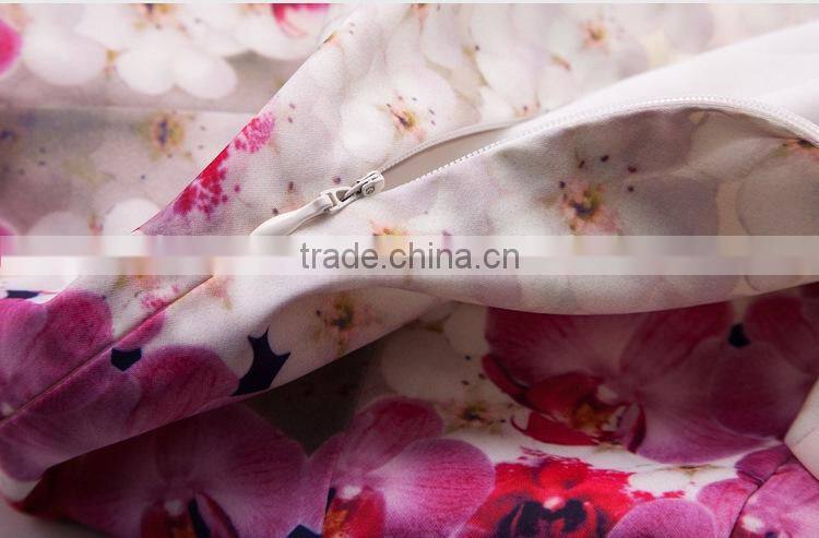 Latest design fashion short sleeve sublimation print dress for women