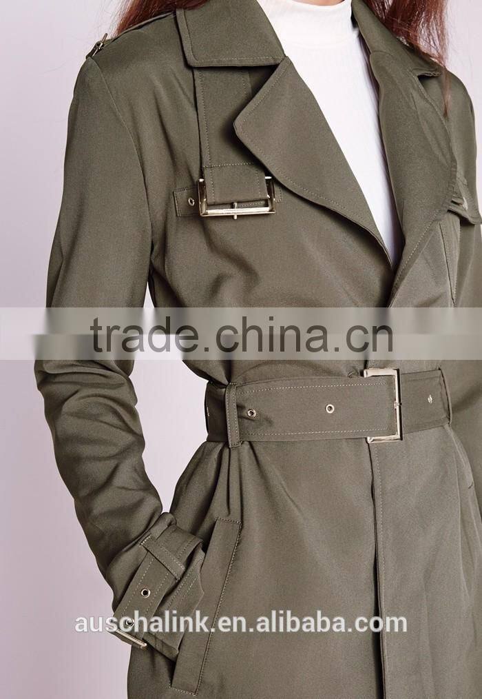 hot sale european style women khaki military trench coat