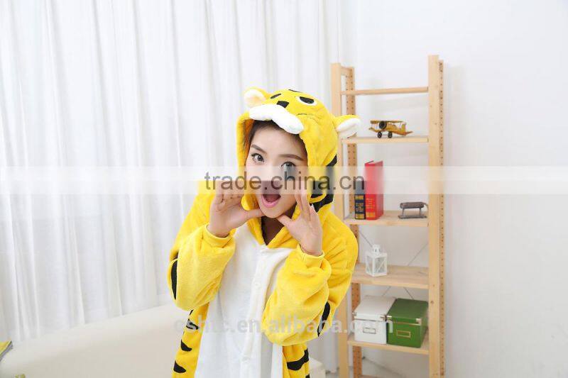 flannel cartoon adult animal jumpsuit animal pajamas jumpsuit tiger design