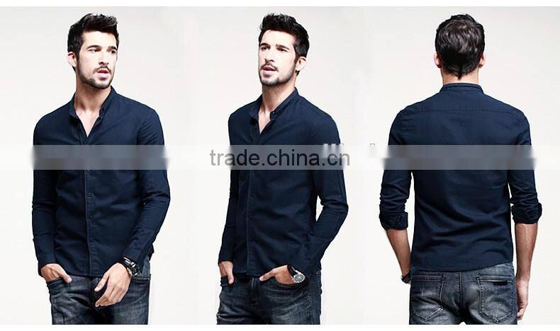 2015 Pure color autumn man united buiness men shirt
