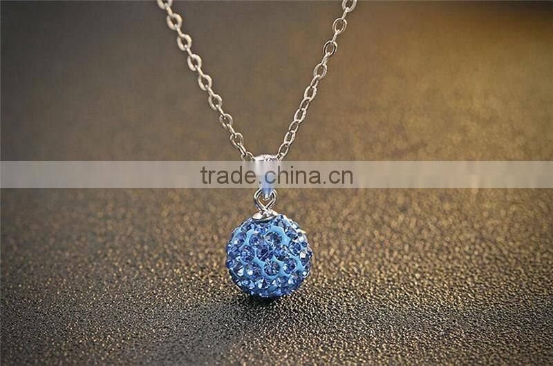 925 sterling silver fresh rhodium plated ball shape pendant necklace