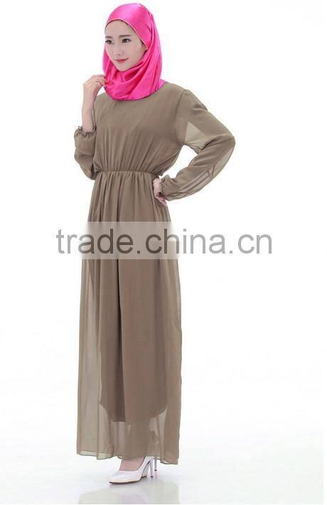 fashion summer long sleeve chiffon hijab muslim dress