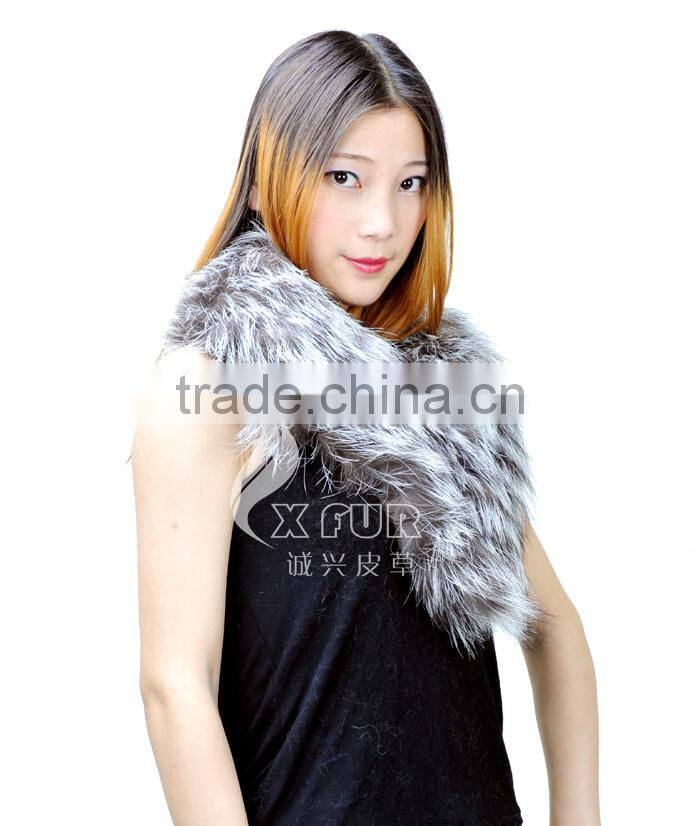 CX-A-50 Ladies Fashion Scarf 2017 Women Silver Fox Fur Collar For Winter Coat