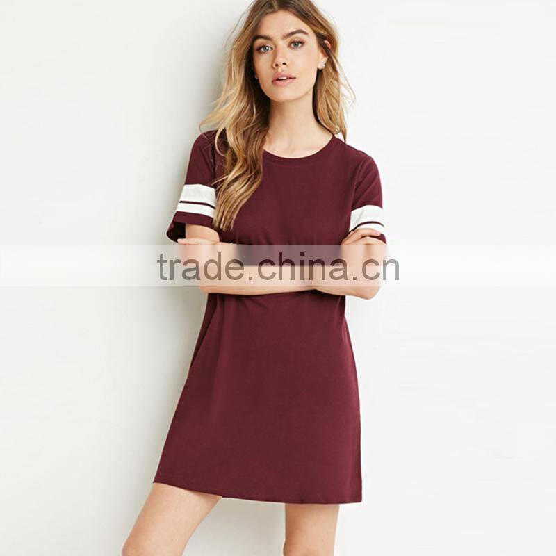 Maxnegio formal black color jersey fabric loose shirt dress straight casual dress