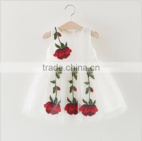 2017 latest design wholesale baby Clothes one piece summer stain cheap Children's Boutique fashion pink baby girl wedding dress