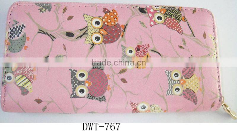 Fashion high quality PU stylish print owl wallet