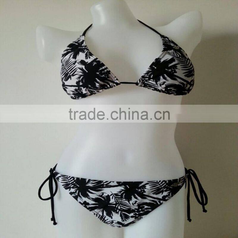 Nice coconut tree AOP sexy triangle micro bikini set