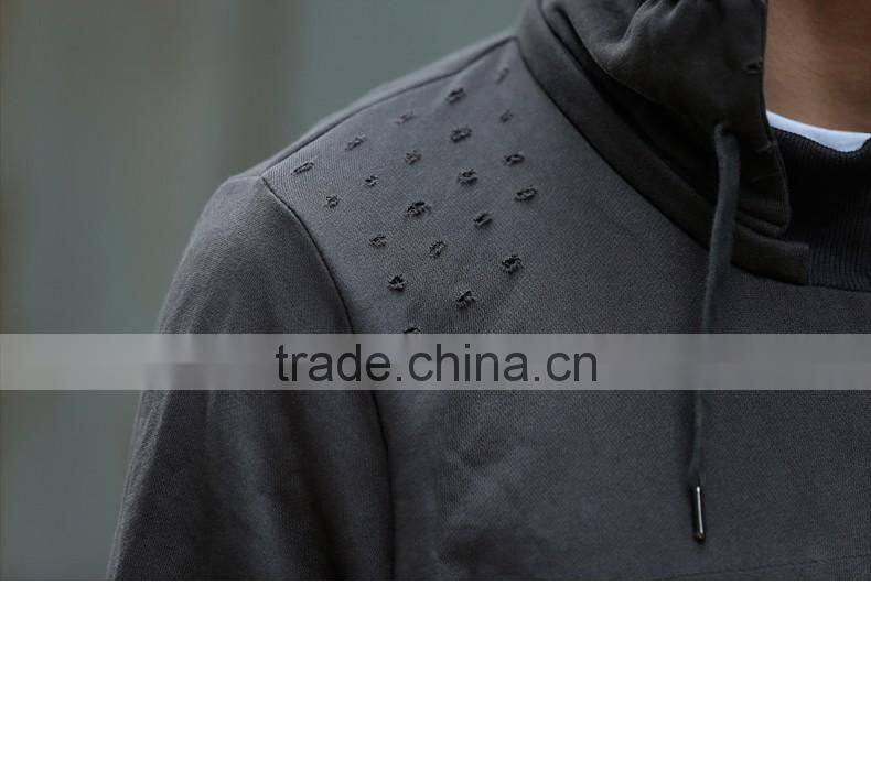 2017 Fashion Mens Long Plain Hooded Sweatshirt Side Slit Zipper Men's Hoodie Sweatshirts