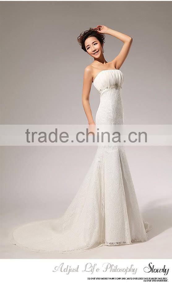 Sexy backless spaghetti straps lace wedding dress fishtail