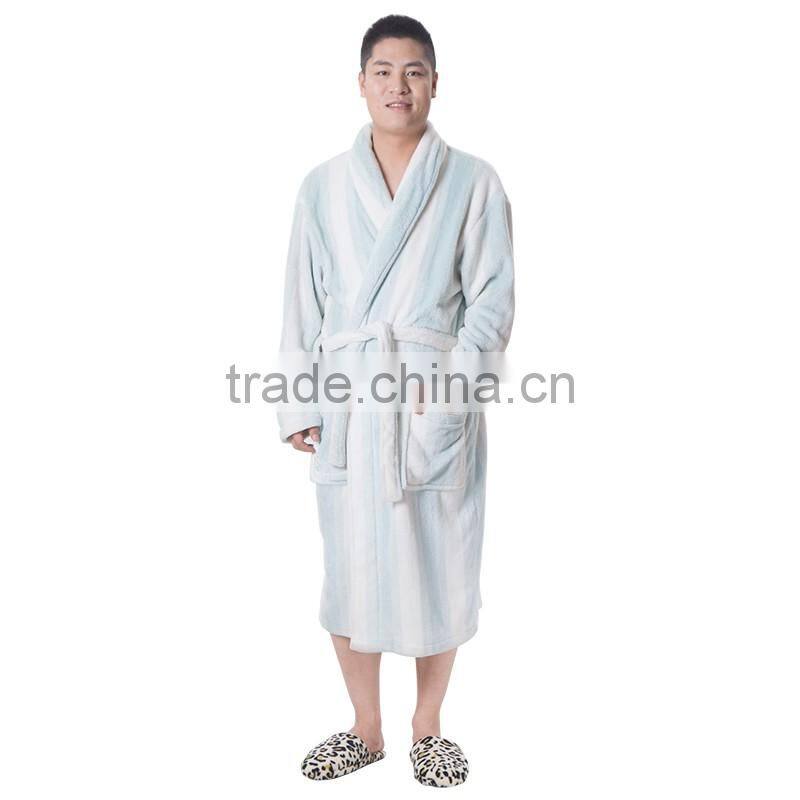printed wholesale coral fleece bath robe for men
