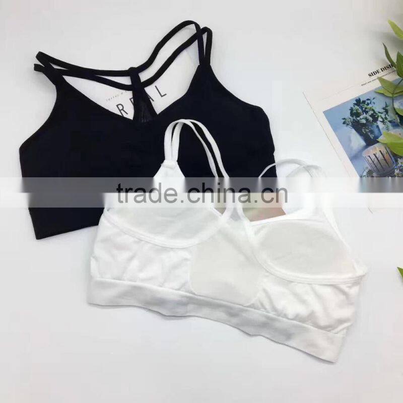Comfortable removable pads wireless criss cross Back sexy ladies yoga bra