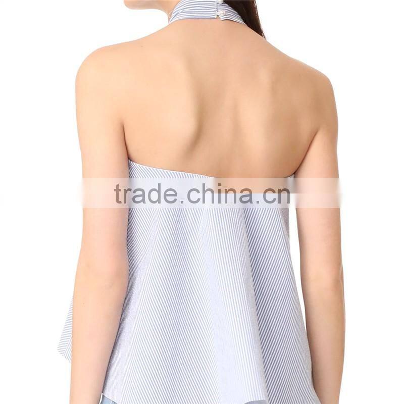 2017 OEM Charming Finish Relaxed Halter Top Neckerchief Tie Blouse