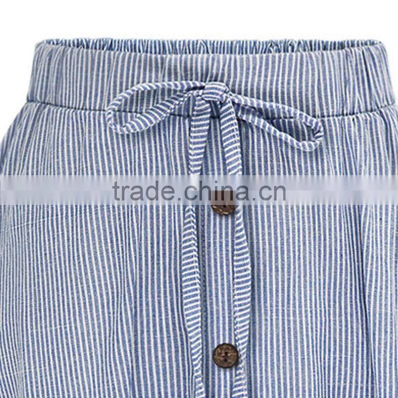 2016 Latest women's vintage stretch high waist flared pleated long skirt