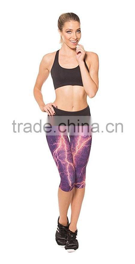 Custom Design Heat Transferred Printing Women Wearing Tight Leggings Joggers Pants Yoga Wear