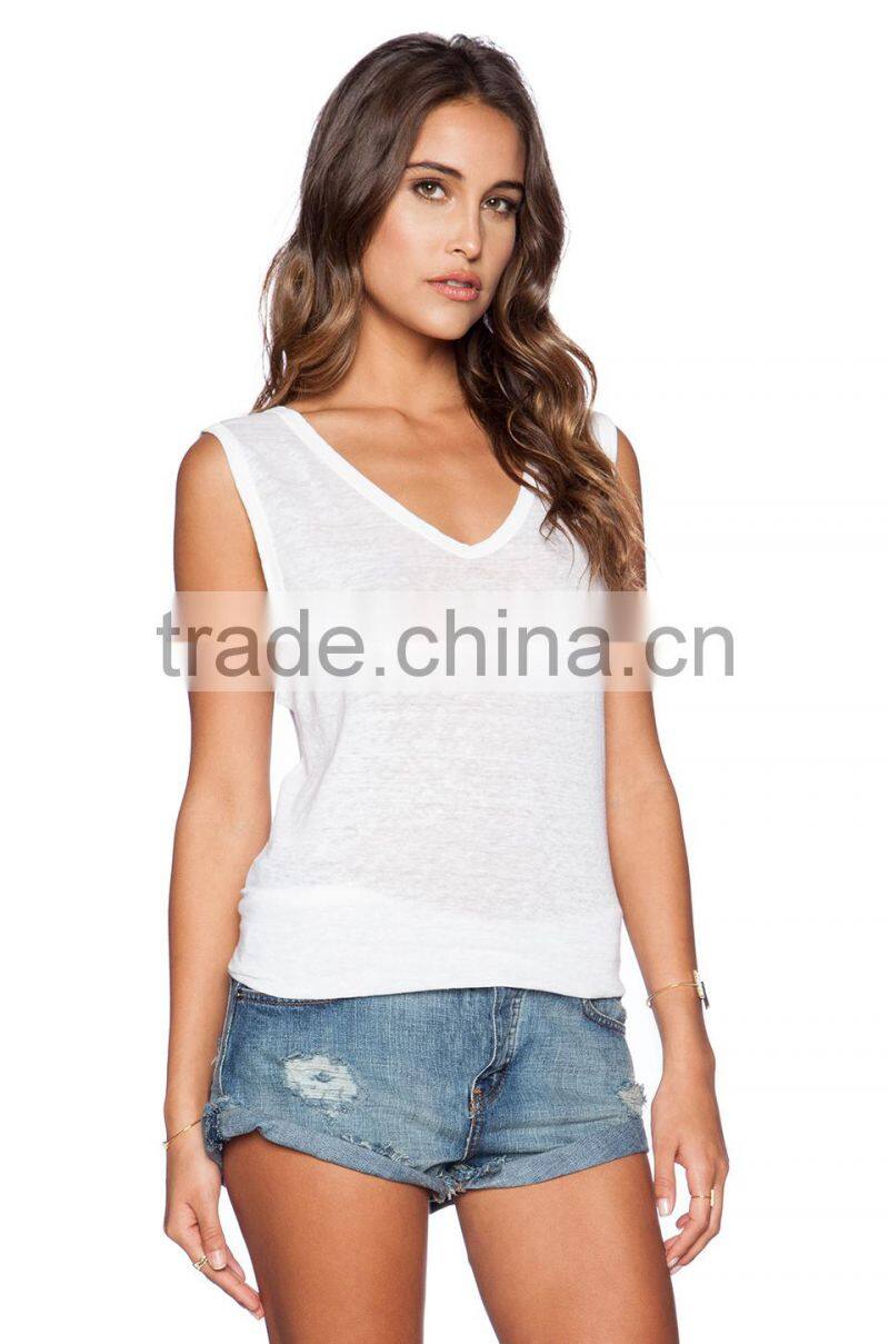 linen blend low back tank