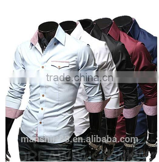 stylish contrast color slim fit dress shirt