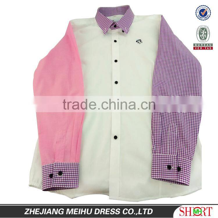 2016 Cute Design Custom Contrast Color Embroidered Boy Shirt , kid shirt