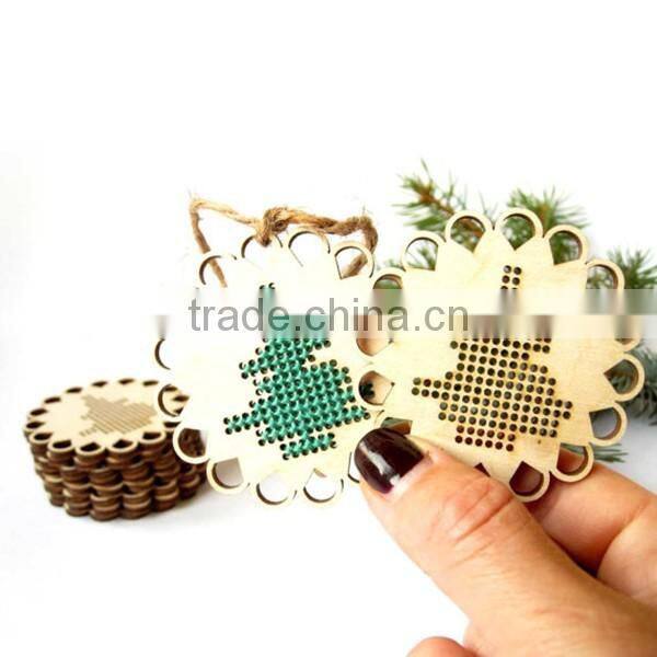 Unfinished Wooden Supply Cross Stitch Blank Christmas Decor Craft