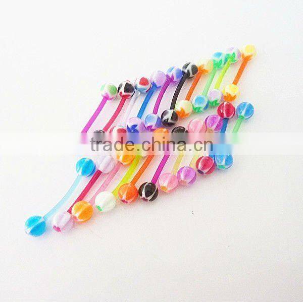 hot printed windmill acrylic ball EBA shaft flexible tongue piercing body jewelry