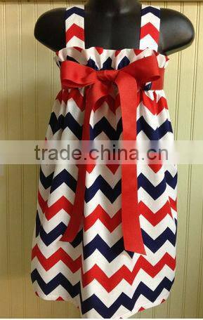 Best seller 2014 July 4th chevron patrotic girls smock dress design American bday dress little girls dress fashion design