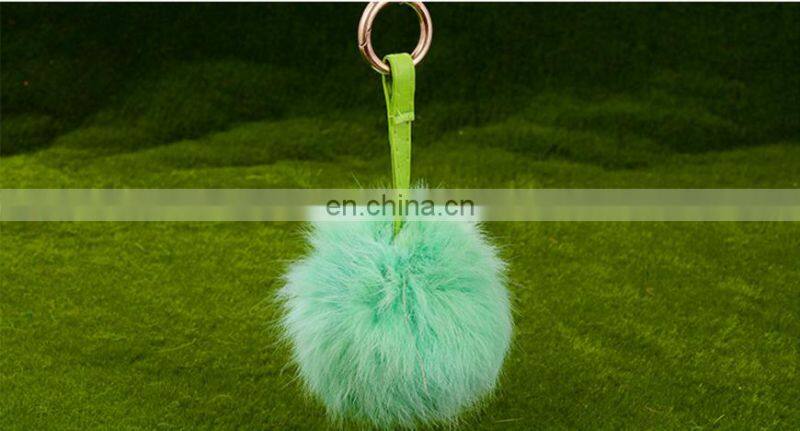 Promotional Charm Fluffy fox fur ball pom poms Accessories plush keychain car keyring Bag Purse Pendant Heart shape