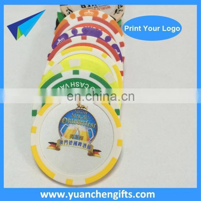 Popular poker chip golf ball markers/coin for golf hat clip