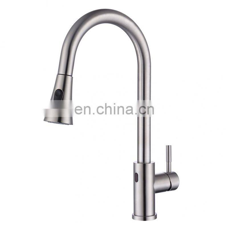 China GIBO gold matt black brass pull out touchless infrared SUS 304 stainless steel touch kitchen faucet sensor