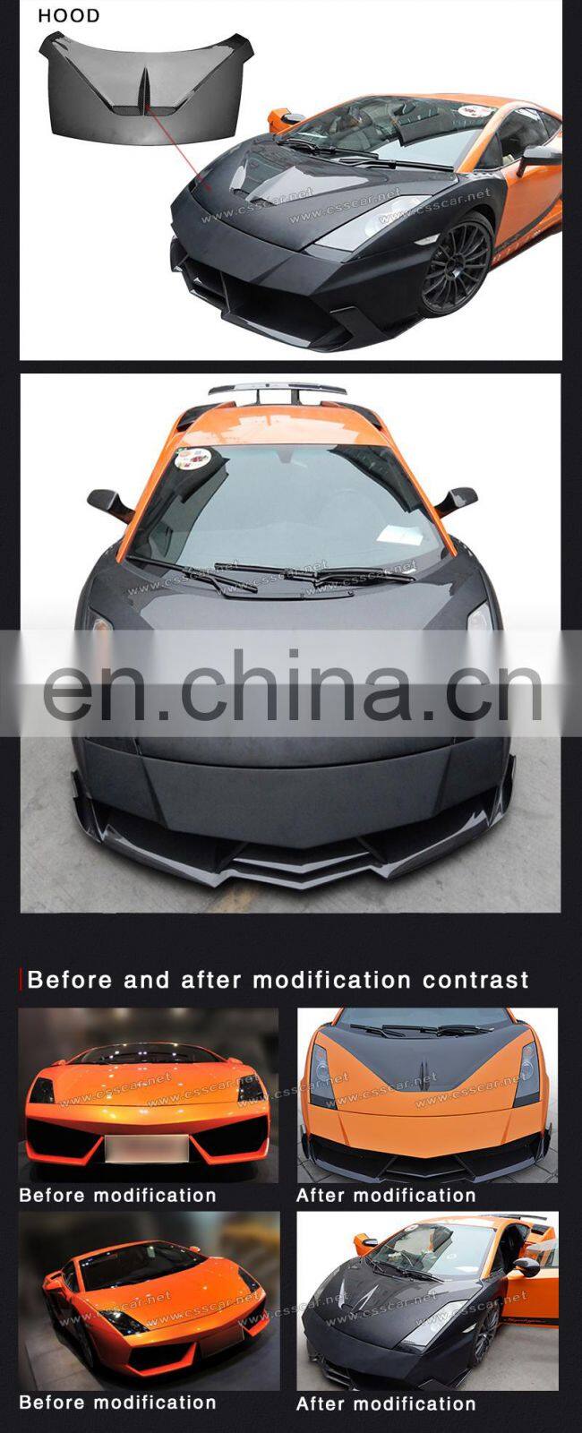 Auto Parts Car Front Carbon Bumper Engine Hoods Suitable For Lambo Gallardo LP550 LP560 Bonnet Upgrade Body Kits Car Accessories