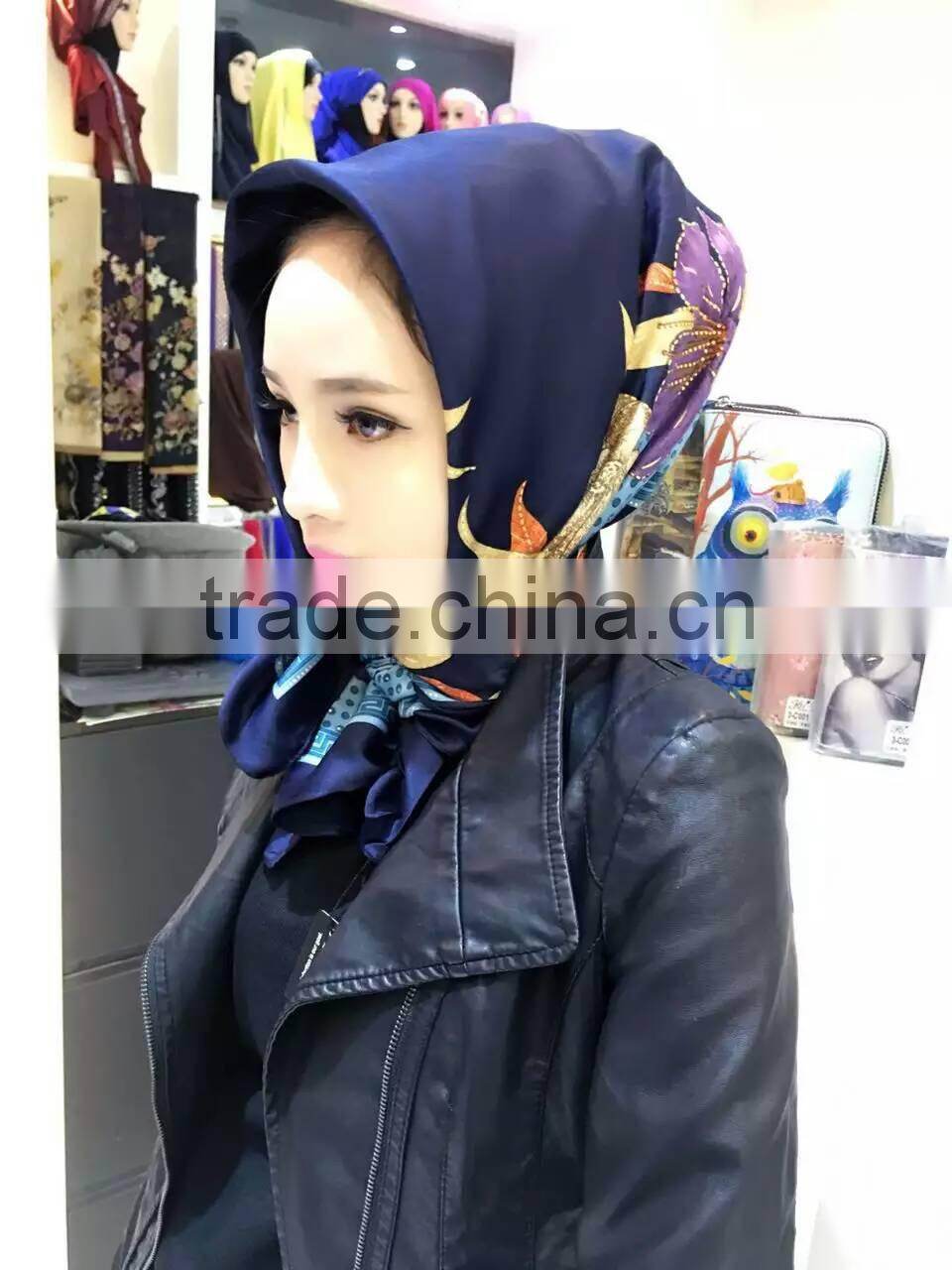 NEW 110*110CM Turkey silk muslim square scarf