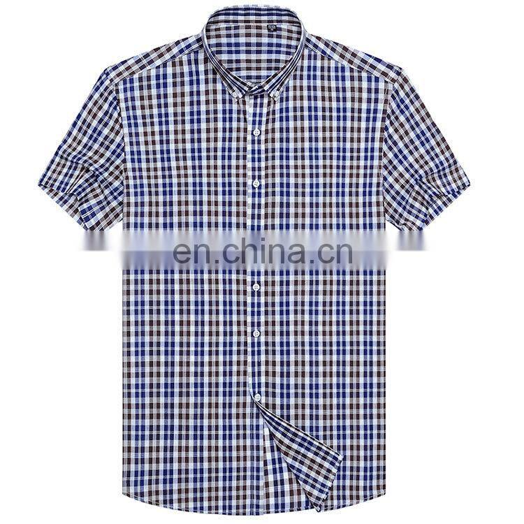 Classic simple men's casual cotton plaid shirt boys fashion brand wild check short sleeve shirt plus size clothes