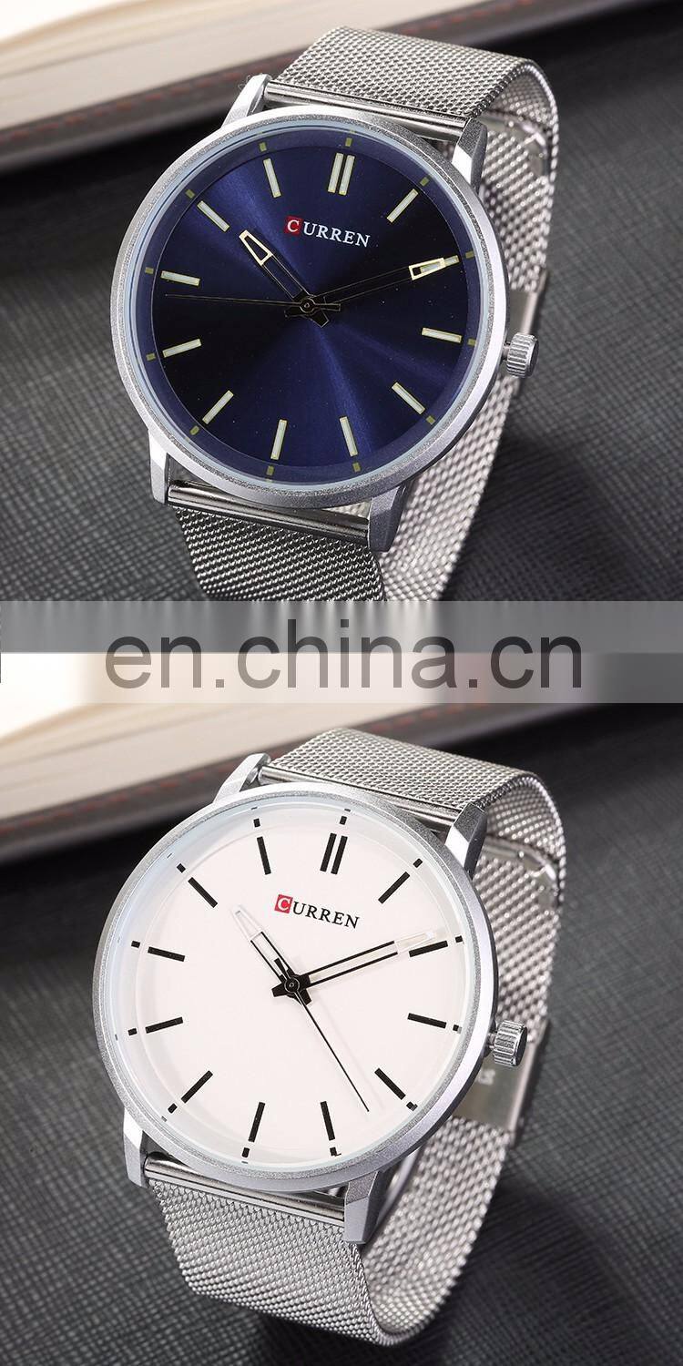 CURREN 8233 Mens Watches Quartz Full Stainless Steel Mesh Strap Analog Display Relogio Masculino