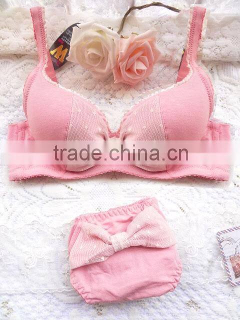 We Have Stocks Young Girls Breathrable Underwear Cotton Push Up Bra Set Lingerie For Winter/Autumn 150set/Lot