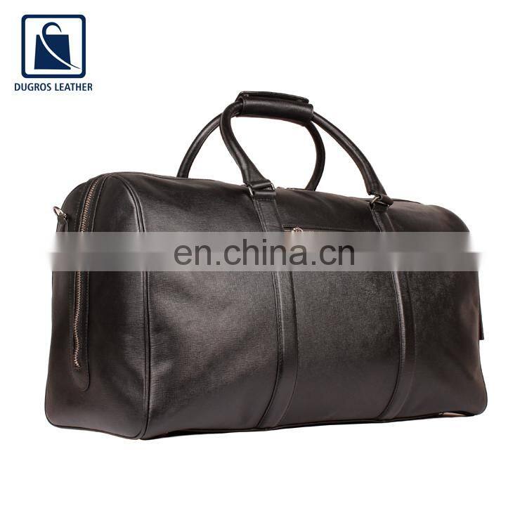Fashion Style Polyester Lining Material and Nickle Fittings Unique Design Travel Genuine Leather Duffel Bag for Men